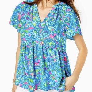 Lilly Pulitzer Hey Gull Friend Zadie short sleeve top Medium NWOT